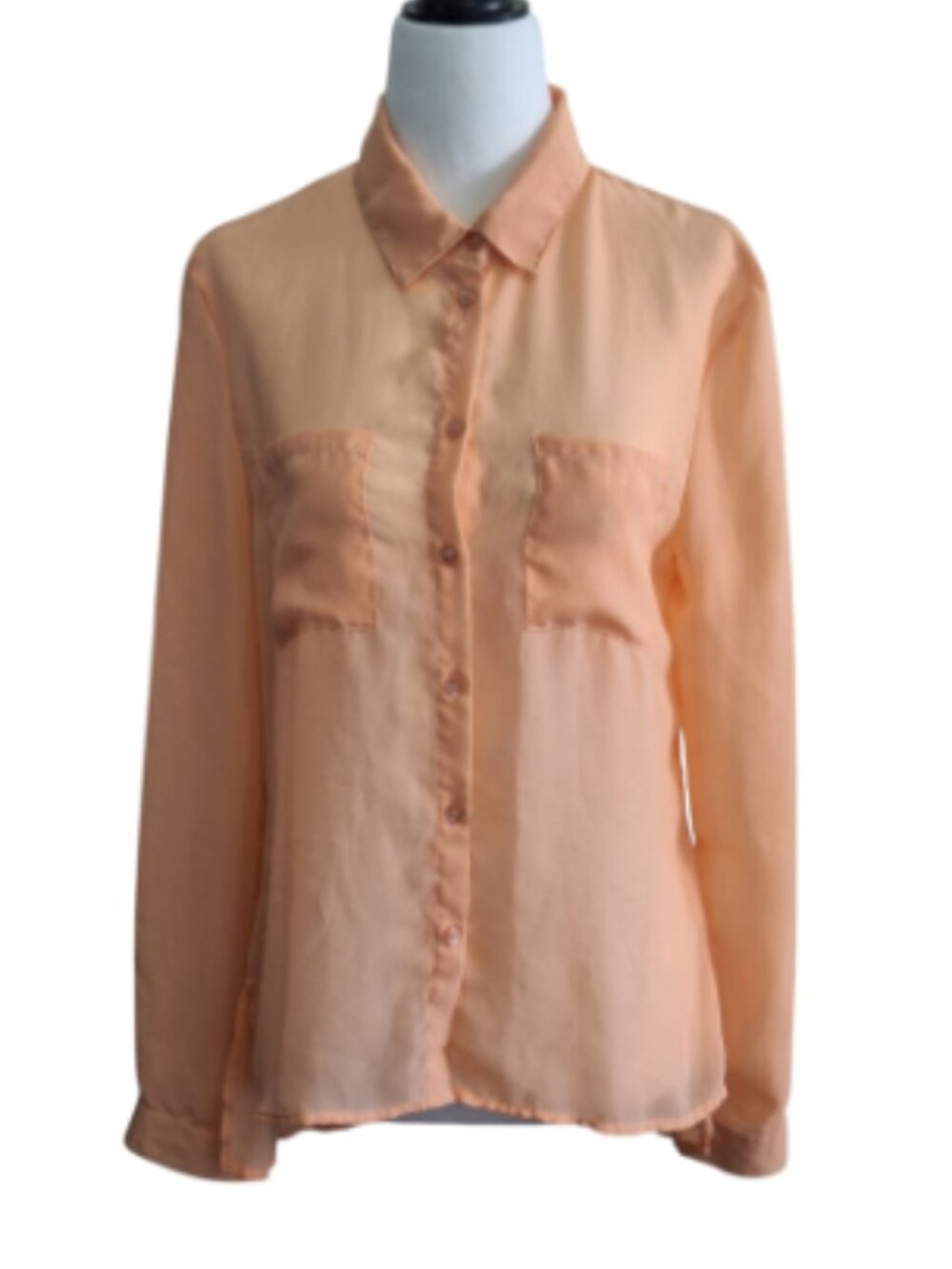 STREETWEAR SOCIETY SWS PEACH BUTTON DOWN SHEER SHIRT SIZE SMALL